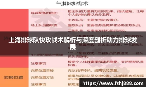 上海排球队快攻战术解析与深度剖析助力排球发展